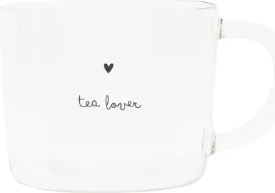 Produktbild von Teetasse Tea Lover mit Herz H. 8cm aus Glas Bastion Collections