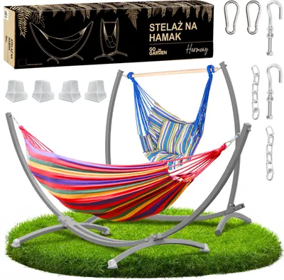 Obrázok produktu pre Záhradná hojdacia sieť a stojan pre 2 osoby Boho štýl