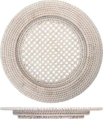 Produktbild von H&H runder Platzteller mit weißem Rattanflügel cm 32