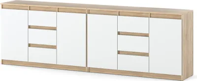 Zdjęcie produktu dla Komoda 240Cm Duża Szafka Do Salonu Pojemna Nowoczesna Dąb Sonoma Biały Mat