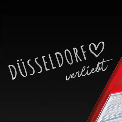 Produktbild von Auto Aufkleber Düsseldorf verliebt Herz Stadt Heimat Liebe Car 19x6 cm Silber Sticker Heckscheibenaufkleber