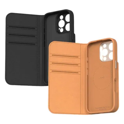 Two iPhone cases are displayed against a white background. One is black and the other is tan.