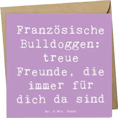 Produktbild von Mr. & Mrs. Panda Glückwunschkarte Spruch Französische Bulldogge Freund - Lavendeltraum - Geschenk, Hunderassen, anlasskarte, Hunderasse, Grußkarte, als Haustier, Pflege