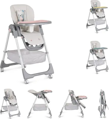 Produktbild von Moni Kinderhochstuhl Raffy klappbar 4 Räder, Rückenlehne verstellbar, Korb, Gurt rosa