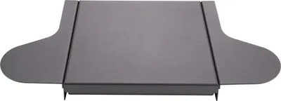 A dark gray storage tray with extended side panels, viewed from a slightly elevated front angle.