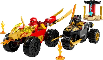 Image de LEGO 71789 NINJAGO combat en voiture et moto entre Kai et Ras, jouet ninja pour les enfants à partir de 4 ans, set avec 2 minifigures et véhicules de la série télévisée Dragons Rising