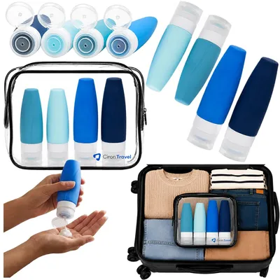Zdjęcie produktu dla CIRON TRAVEL SILIKONOWE BUTELKI pojemniki na kosmetyki do samolotu 4 sztuki