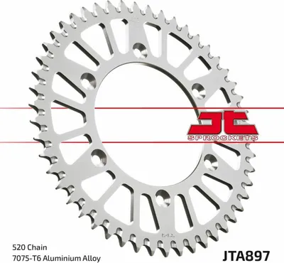 Produktbild von Jt Hinteres Ritzel 899 52 Aluminium Racelite Für Ktm Sx/Exc/Lc4 (91-21) (89952Jt) (Jtr897.52) (Kette 520) Farbe Schwarz