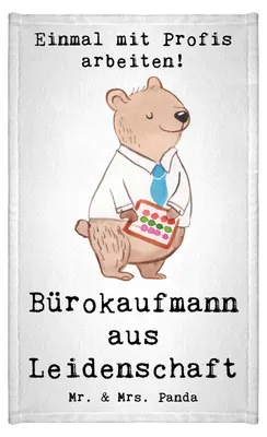 Produktbild von Mr. & Mrs. Panda Handtuch Bürokaufmann Leidenschaft - Weiß - Geschenk, Frotteehandtuch, Bürojob, Kaufmann für Büromanagement, Beruf, Gästetuch, Frotteetuch, Lustig
