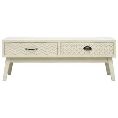 Produktbild von vidaXL Couchtisch mit 2 Schubladen Schnitzerei Grau 110x50x40 cm Holz