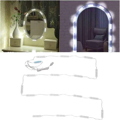 Produktbild von LED-Spiegelbeleuchtung – Dimmbares Make-up-Licht im Hollywood-Stil – USB-Lichtleiste für Schminktische und Badezimmer – Kühlweiß