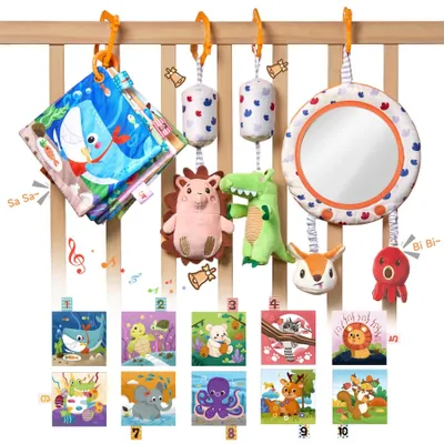 Productafbeelding van Omgoods - Set van 4 Sensory Baby Toys met Rammelaar en Spiegel