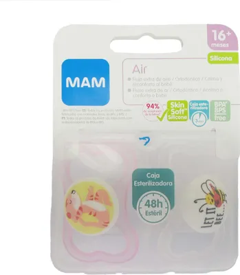 Produktbild von MAM-Schnuller Luftsilikon + 16m Rosa 2un