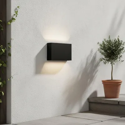 Productafbeelding van Strakke wandlamp Yoko up en down zwart, AI-gegenereerde afbeelding