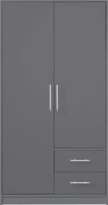 Obrázek produktu pro Šatní skříň 100x190x56 cm Šatní skříň SMART SR3 2 dveře 2 zásuvky antracitová