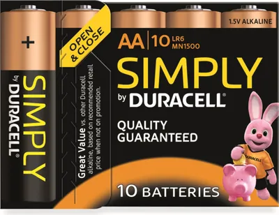 Zdjęcie produktu dla Duracell 5000394111882, Jednorazowa bateria, AA, Alkaliczny, 1,5 V, 10 szt., Czarny, Brązowy