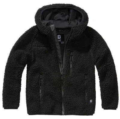 Obrázek produktu pro Dětský kabát Brandit Kids Teddyfleecejacket Hood black - 134/140 Bunda s kožíškem