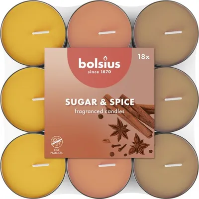 Image de Bolsius Tea 18pcs Sugar&spice basic three-colour, bougies parfumées