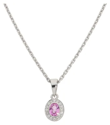 Produktbild von Kettenanhänger Weißgold 585 Brillanten und pinker Saphir JL10-02-0780 JuwelmaLux