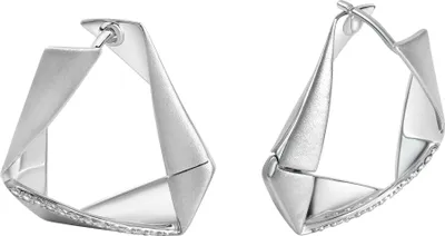 Produktbild von Celesta Silber Klappcreolen 925/- Sterling Silber 2,2cm weiß Zirkonia weiß 274210139