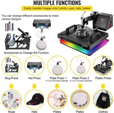Image de Machine de transfert multifonctionnelle 8-en-1 pour la sublimation et les textiles - Presse à transfert de 30,5 x 38,1 cm (12x15 pouces)