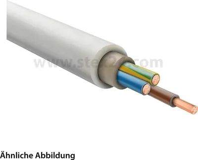 Obrázok produktu pre Kábel HELU NYM-J 3x2,5 mm² s plášťom, vonkajší priemer 10,4 mm, menovité napätie Uo/U 300 V/500 V – 1 meter