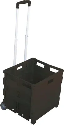 Produktbild von Rollwagen mit Klappfunktion - Einwegwagen mit Aluminiumrahmen - Beförderung von Einkäufen - leichtes Aluminiumgefüge - 35 kg Tragfähigkeit - schwarz