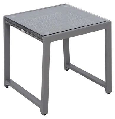 Zdjęcie produktu dla Stół Ogrodowy® Stolik Ogrodowy Ze Szkła Hartowanego, Polirattanu I Aluminium