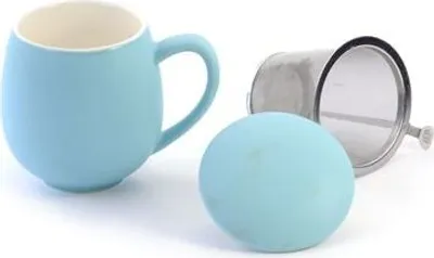 Produktbild von Kräuterteetasse "Saara" Porzellan, 3- teilig, matt himmelblau 0,35 l
