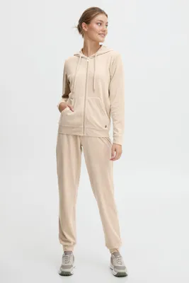 Produktbild von OXMO OXMitta Damen Jogginganzug Trainingsanzug Freizeitanzug mit Kapuze Kordelzug Eingrifftaschen leicht elastisch Regular fit