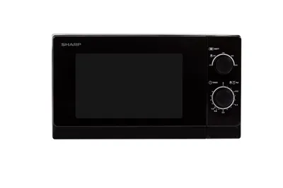 Produktbild von Sharp R200BKW Solo Mikrowelle 20 L 800 W 5 Leistungsstufen 35 Minuten Timer Auftaufunktion Energiesparmodus Glasdrehteller 25,5 cm Schwarz