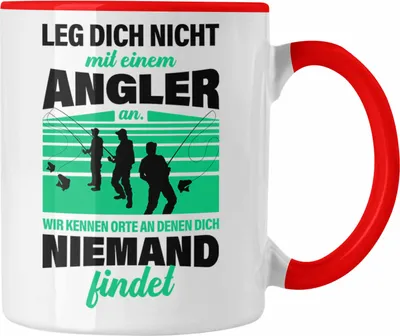 Produktbild von Trendation - Angler Tasse Geschenk für Männer Spruch Lustig für Fischer Geschenkidee Angeln Becher (Rot)