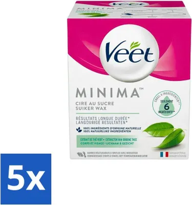 Zdjęcie produktu dla Veet – Wosk do depilacji – Orientalny wosk do depilacji – Minima – Zielona herbata – 250 ml – Opakowanie ekonomiczne – 5 sztuk