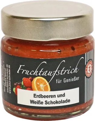 Produktbild von Schrader Fruchtaufstrich Erdbeere mit weißer Schokolade