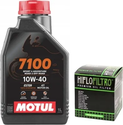 Obrázek produktu pro Motul Olej + olejový filtr 7100 10w40 1l, Hiflo Hf303 4t Yamaha Honda Kawasaki OM710010W401LHF303