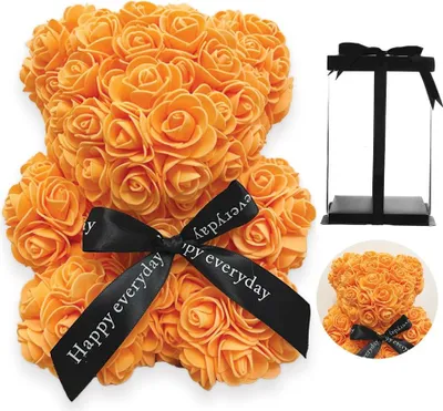Obrázek produktu pro Medvídek z růží 25 cm, oranžový