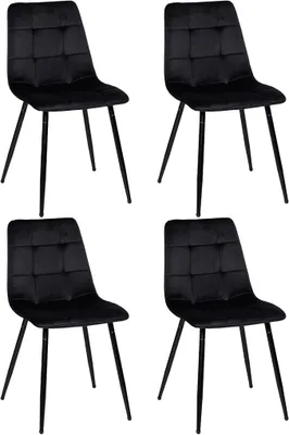 Imagen del producto de Juego de 4 sillas de comedor, tapizadas en terciopelo , con patas de metal, capacidad máxima de 150 kg