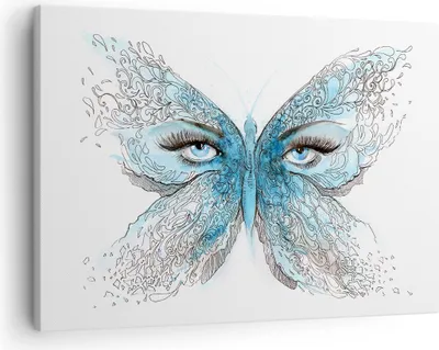 Produktbild von Bild auf Leinwand - Leinwandbild - Illustration Gesicht Schmetterling Wimper - 70x50cm - Wand Bild - Wanddeko - Leinwanddruck - Bilder - Kunstdruck - Leinwand bilder - Wandkunst - AA70x50-3026