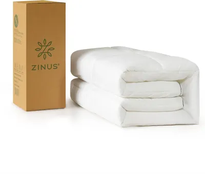 Immagine prodotto di Topper per materasso Zinus in bambù 140x200 cm - Copripiumino trapuntato di 5 cm di spessore - Lavabile in lavatrice e anallergico, Bianco