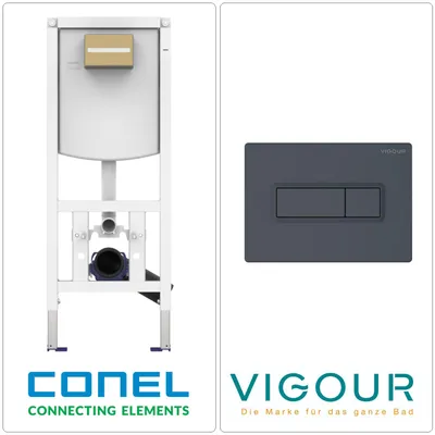 Produktbild von CONEL WC Vorwandelement mit VIGOUR TEES Betätigungsplatte, anthrazit matt