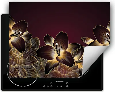 Produktbild von DarHaus Herdabdeckplatte 70x52 cm Anti Rutsch Matte Aufrollbar, Orchidee - Blumen