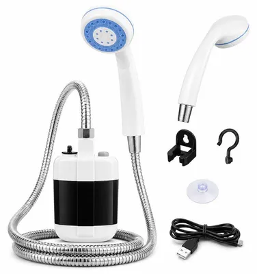 Produktbild von Campingdusche mit 2200 mAh Akku – Ein-Klick-Bedienung, 4–5 L/min, USB – Tragbare Outdoor-Dusche und Duschpumpe für Camping, Wandern und Haustiere