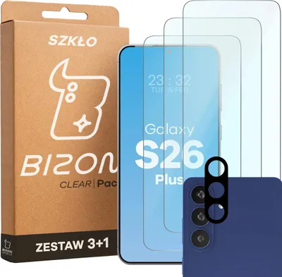 Produktbild von 3x Gehärtetes Glas + Kameraschutz für Galaxy S26 Plus, Bizon Glass Clear Pack