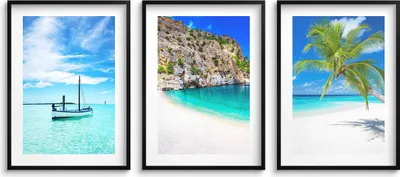 Produktbild von Wandposter fürs Wohnzimmer, Schlafzimmer Poster Palme, Strand 3x 30x40cm