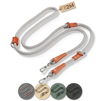 Image de Laisse pour chien PiuPet® 2 m | Réglable sur 3 longueurs | Laisse pour grands et petits chiens | Laisse pour grands chiens | Laisse pour chien (grise)