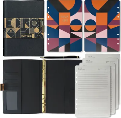 Produktbild von Organizer Din A5 Nachfüllbarer Ringbuch Order Terminkalender Planer Schwarz inkl. 80 Seiten liniert