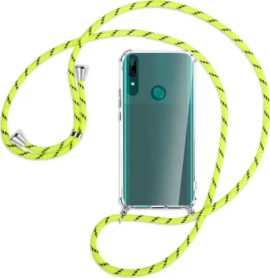 Produktbild von Handykette Backcover-Schutzhülle mit Band (Metall silberfarben) für Huawei P Smart Z - neongelb