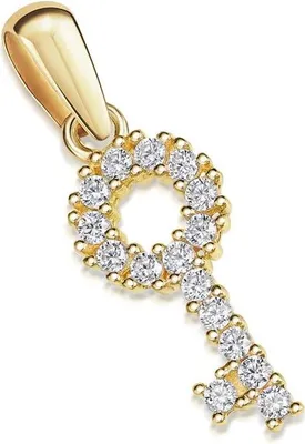 Produktbild von SILBERKETTEN STORE Kettenanhänger Schlüssel mit Zirkoniasteinen - 585 Gold