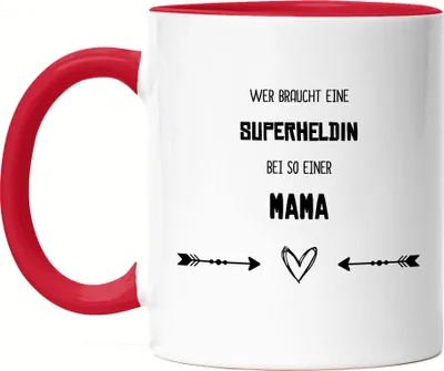 Produktbild von Wer Braucht Superheldin Tasse Rot Beste Mama Der Welt Geschenkidee Muttertag Geburtstag