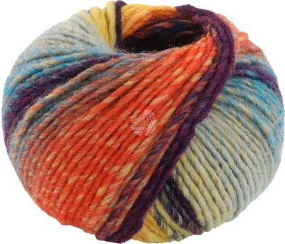A ball of yarn with multiple colors.
